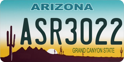 AZ license plate ASR3022