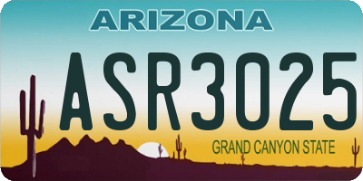 AZ license plate ASR3025