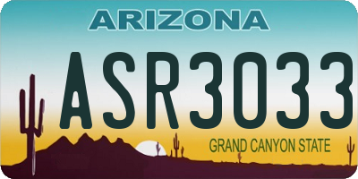 AZ license plate ASR3033