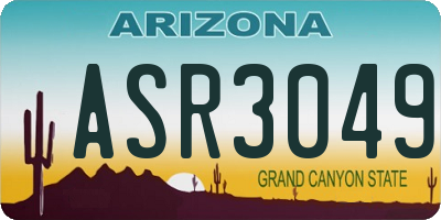 AZ license plate ASR3049