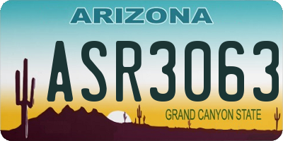AZ license plate ASR3063