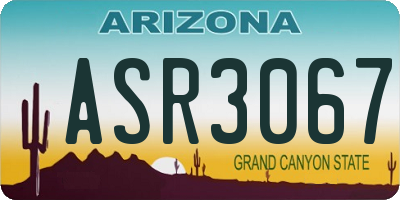 AZ license plate ASR3067