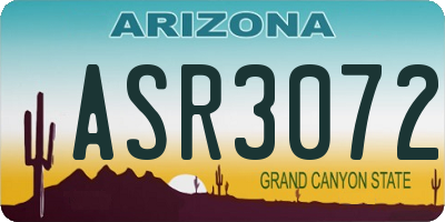 AZ license plate ASR3072