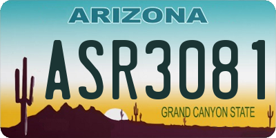 AZ license plate ASR3081
