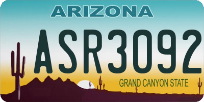 AZ license plate ASR3092