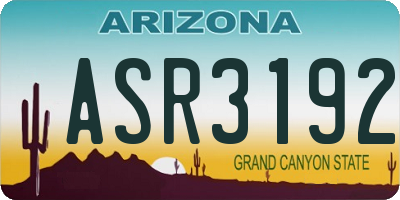 AZ license plate ASR3192