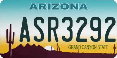 AZ license plate ASR3292