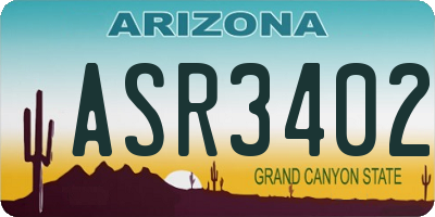 AZ license plate ASR3402