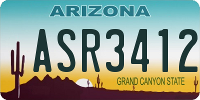 AZ license plate ASR3412