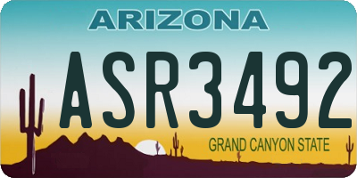AZ license plate ASR3492