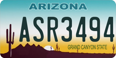 AZ license plate ASR3494