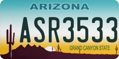 AZ license plate ASR3533