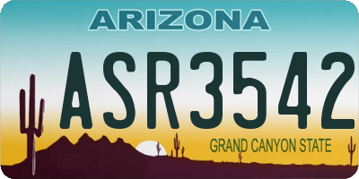 AZ license plate ASR3542