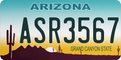 AZ license plate ASR3567