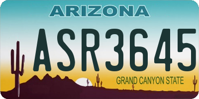 AZ license plate ASR3645