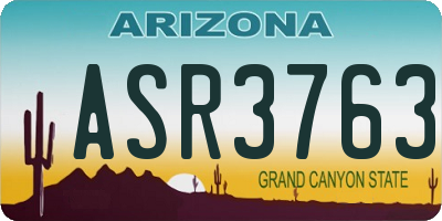 AZ license plate ASR3763