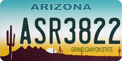AZ license plate ASR3822
