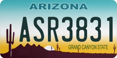 AZ license plate ASR3831