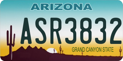 AZ license plate ASR3832
