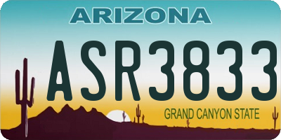 AZ license plate ASR3833