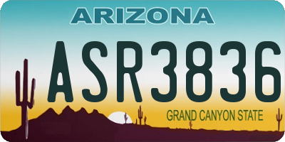 AZ license plate ASR3836