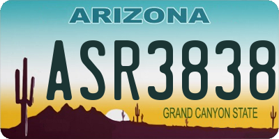 AZ license plate ASR3838