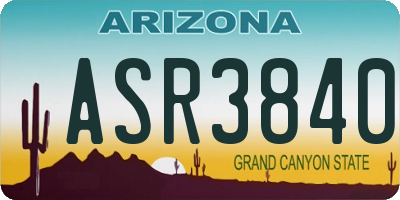 AZ license plate ASR3840