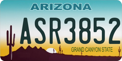 AZ license plate ASR3852