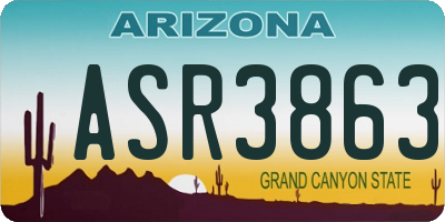 AZ license plate ASR3863