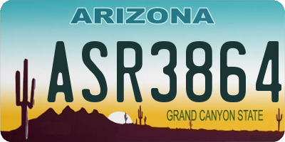 AZ license plate ASR3864