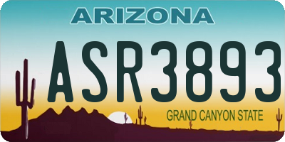 AZ license plate ASR3893