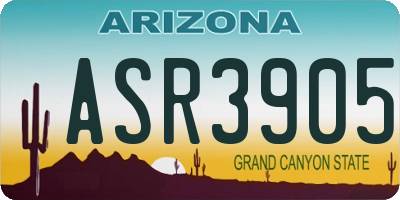 AZ license plate ASR3905