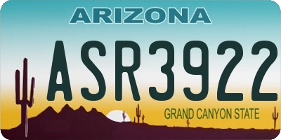AZ license plate ASR3922