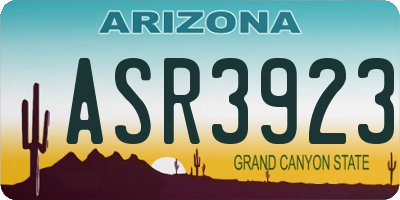 AZ license plate ASR3923