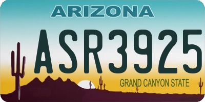 AZ license plate ASR3925