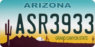 AZ license plate ASR3933