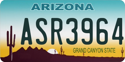 AZ license plate ASR3964