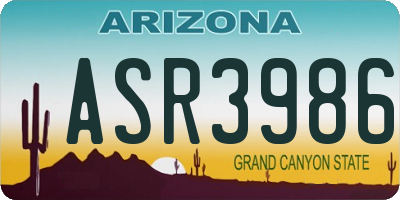 AZ license plate ASR3986