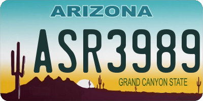 AZ license plate ASR3989