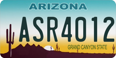 AZ license plate ASR4012