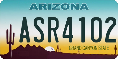 AZ license plate ASR4102