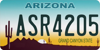 AZ license plate ASR4205
