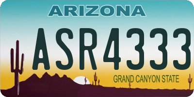 AZ license plate ASR4333