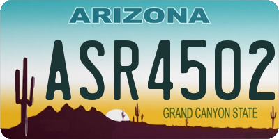 AZ license plate ASR4502