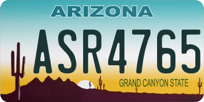 AZ license plate ASR4765