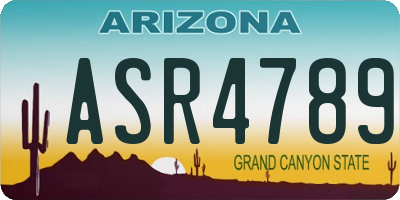 AZ license plate ASR4789