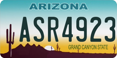 AZ license plate ASR4923