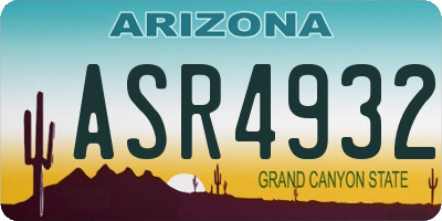 AZ license plate ASR4932