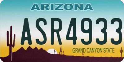 AZ license plate ASR4933