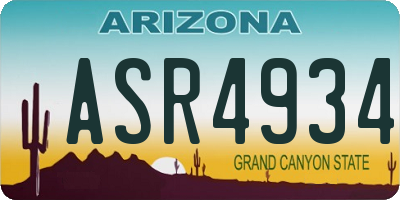 AZ license plate ASR4934